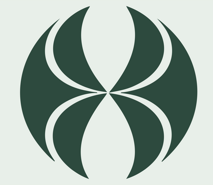 Radial Petal Pinwheel Logo #e8efe9/#2d4a3e