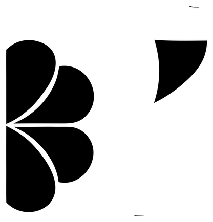 Four Petal Clover Logo #ffffff/#000000