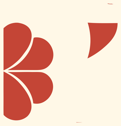 Four Petal Clover Logo #fff8e7/#c44536