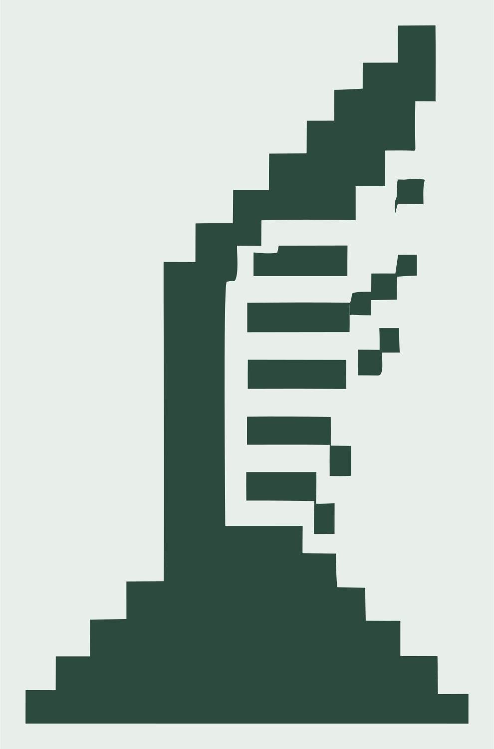Pixel Folded Wing Logo #e8efe9/#2d4a3e