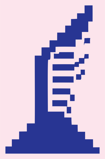 Pixel Folded Wing Logo #fce4ec/#283593