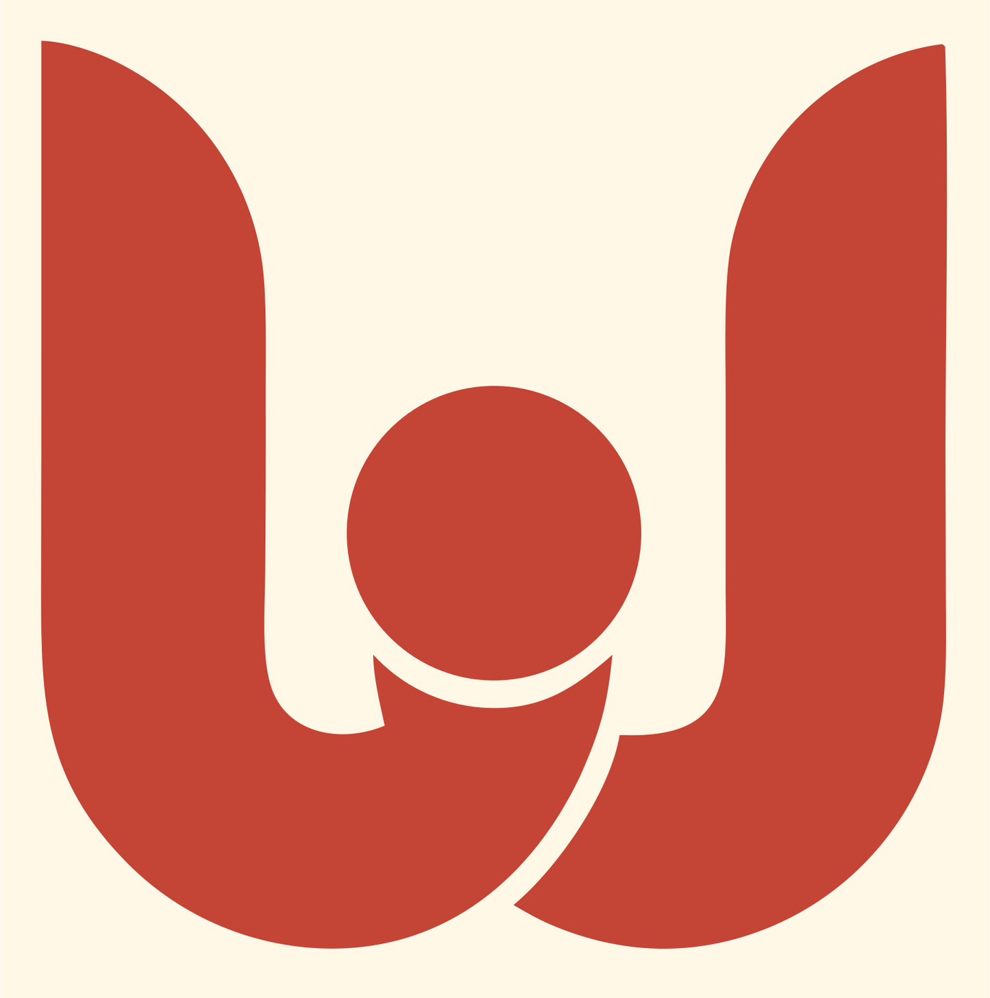 Bold U Shape Circle Logo #fff8e7/#c44536