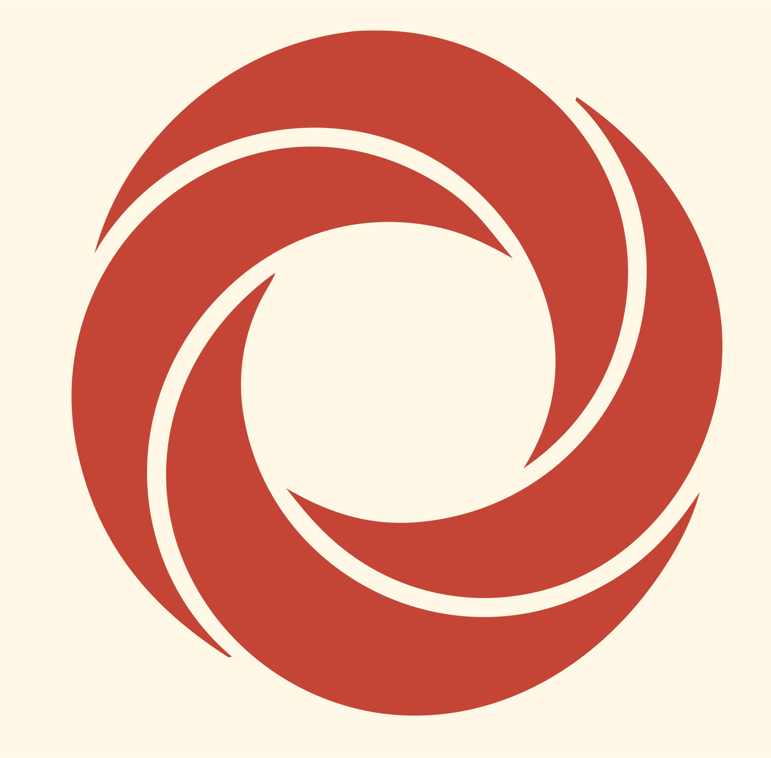 Rotating Aperture Circle Logo #fff8e7/#c44536