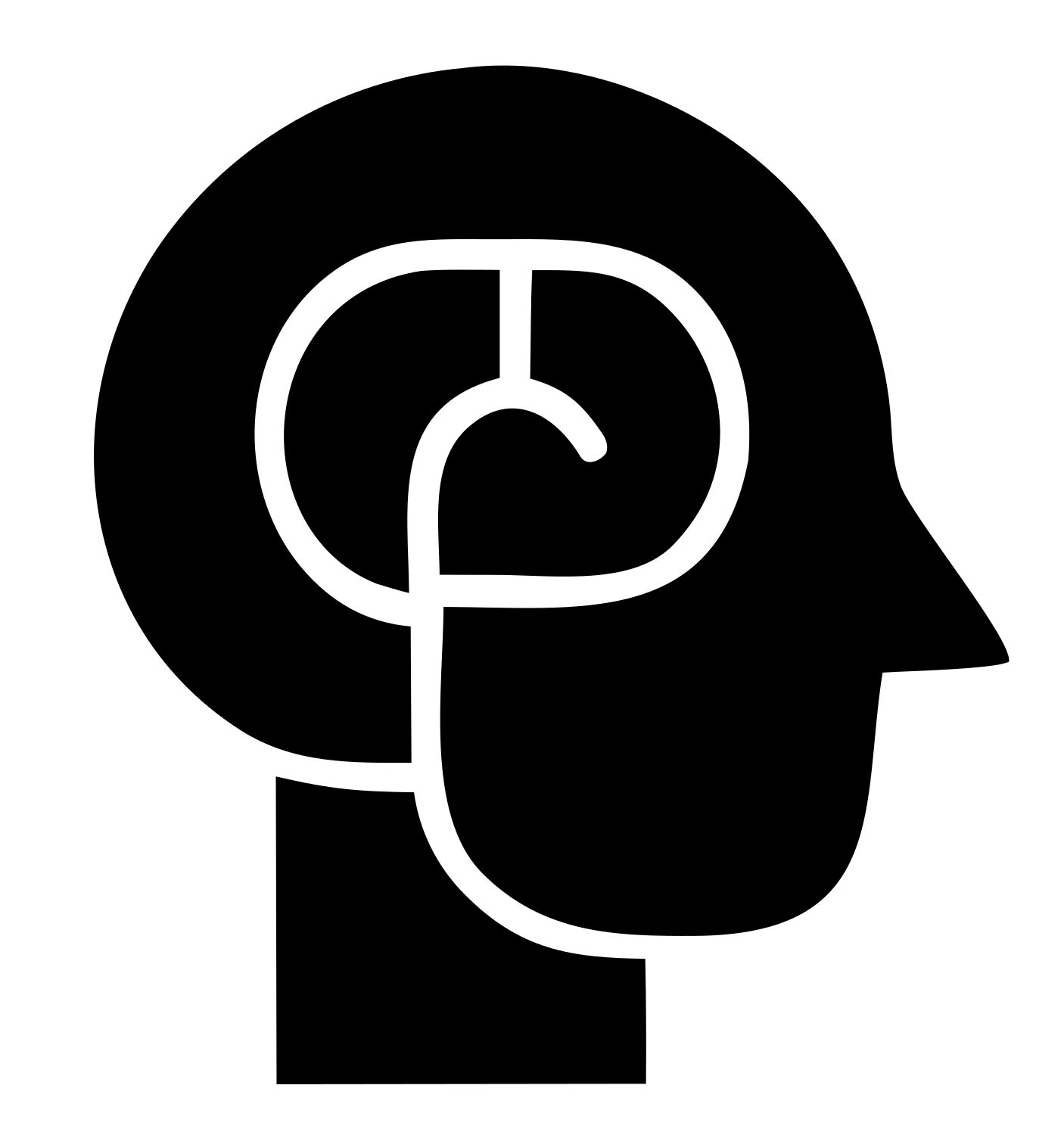 Head Brain Pictogram Logo #ffffff/#000000