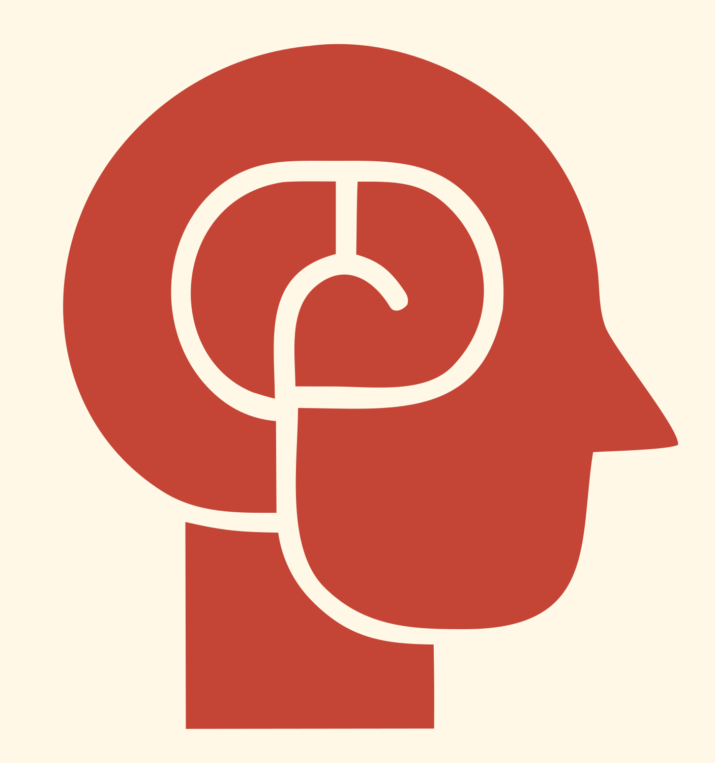 Head Brain Pictogram Logo #fff8e7/#c44536