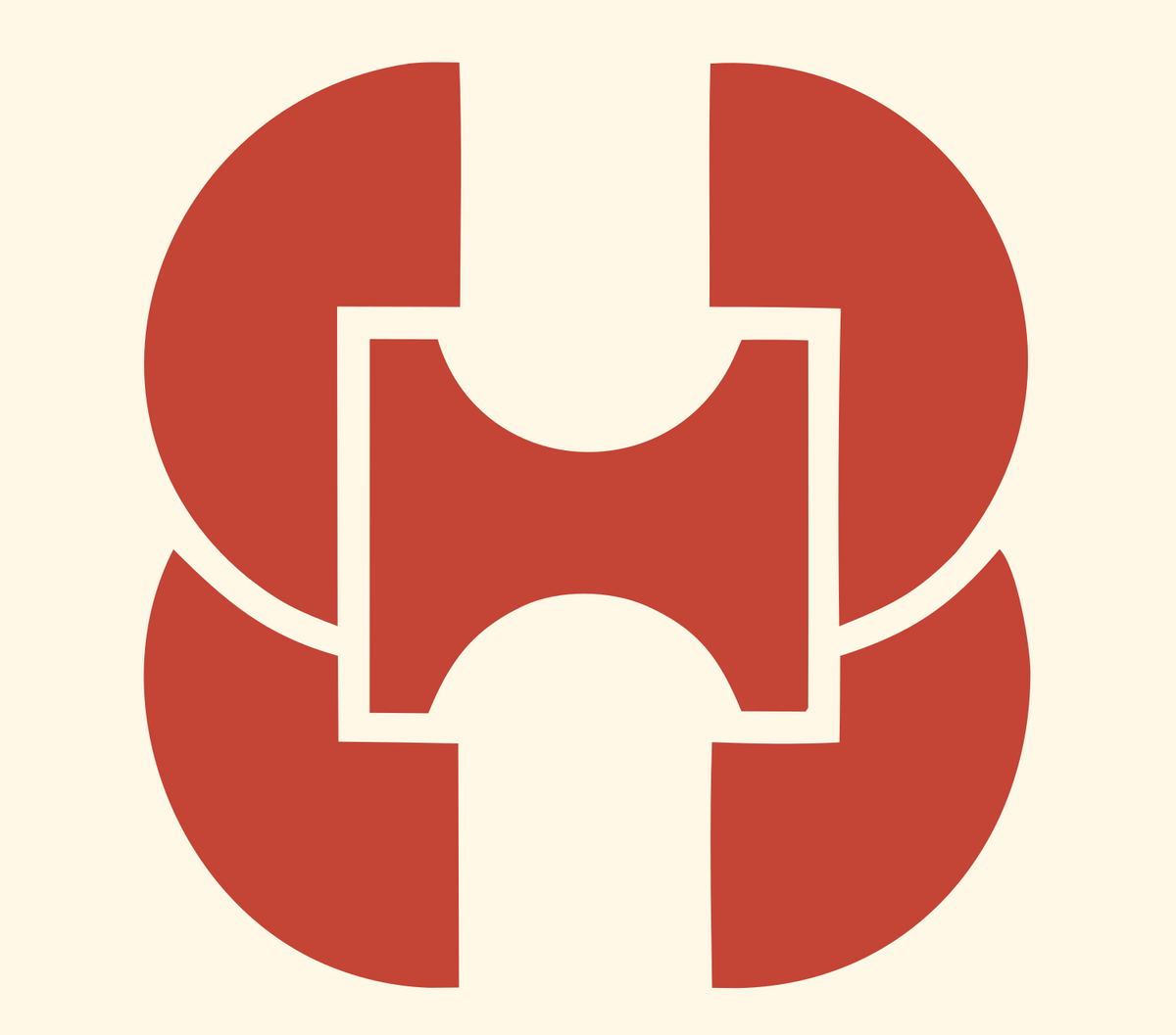 Dual Circle Brain Pictogram Logo #fff8e7/#c44536