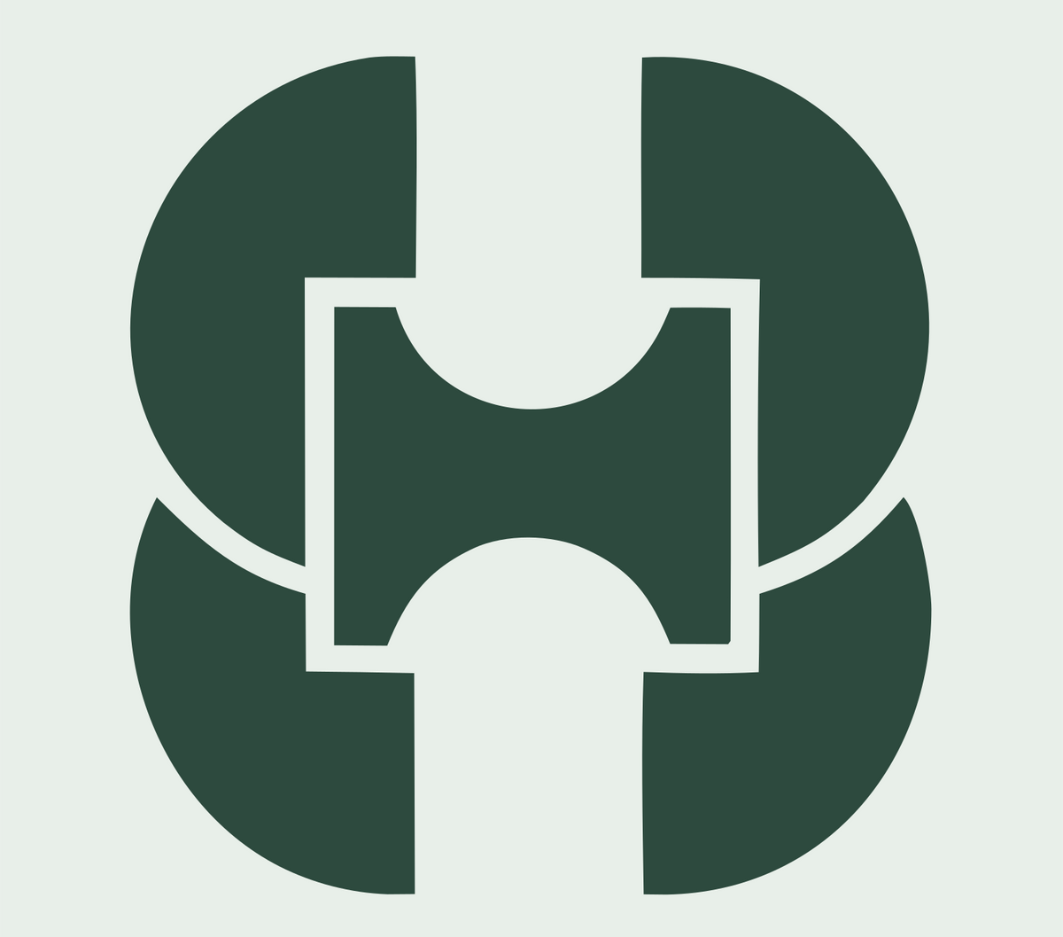 Dual Circle Brain Pictogram Logo #e8efe9/#2d4a3e