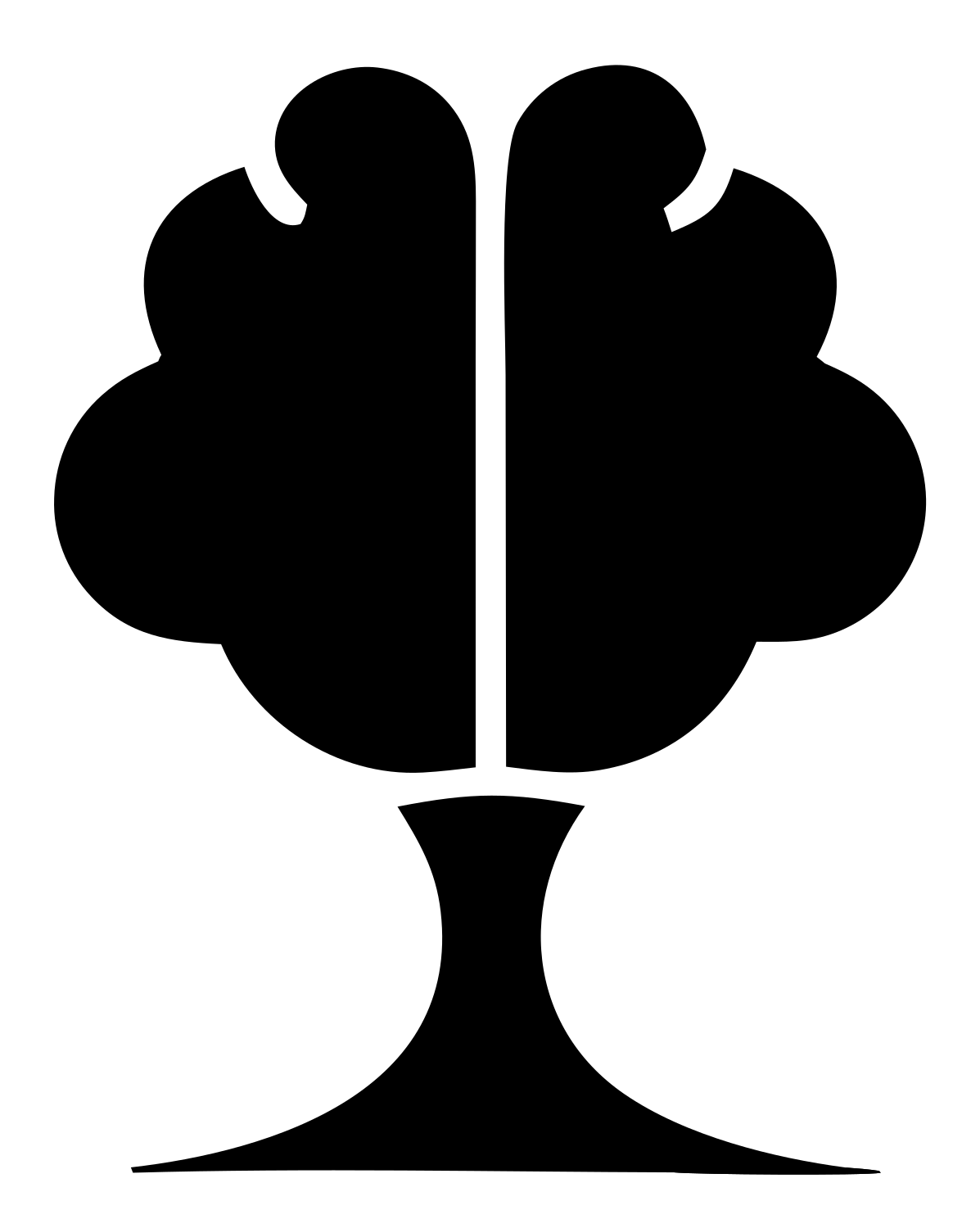 Tree Brain Silhouette Logo #ffffff/#000000