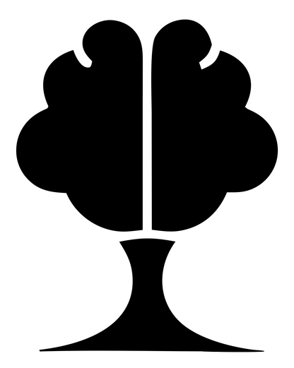 Tree Brain Silhouette Logo #ffffff/#000000