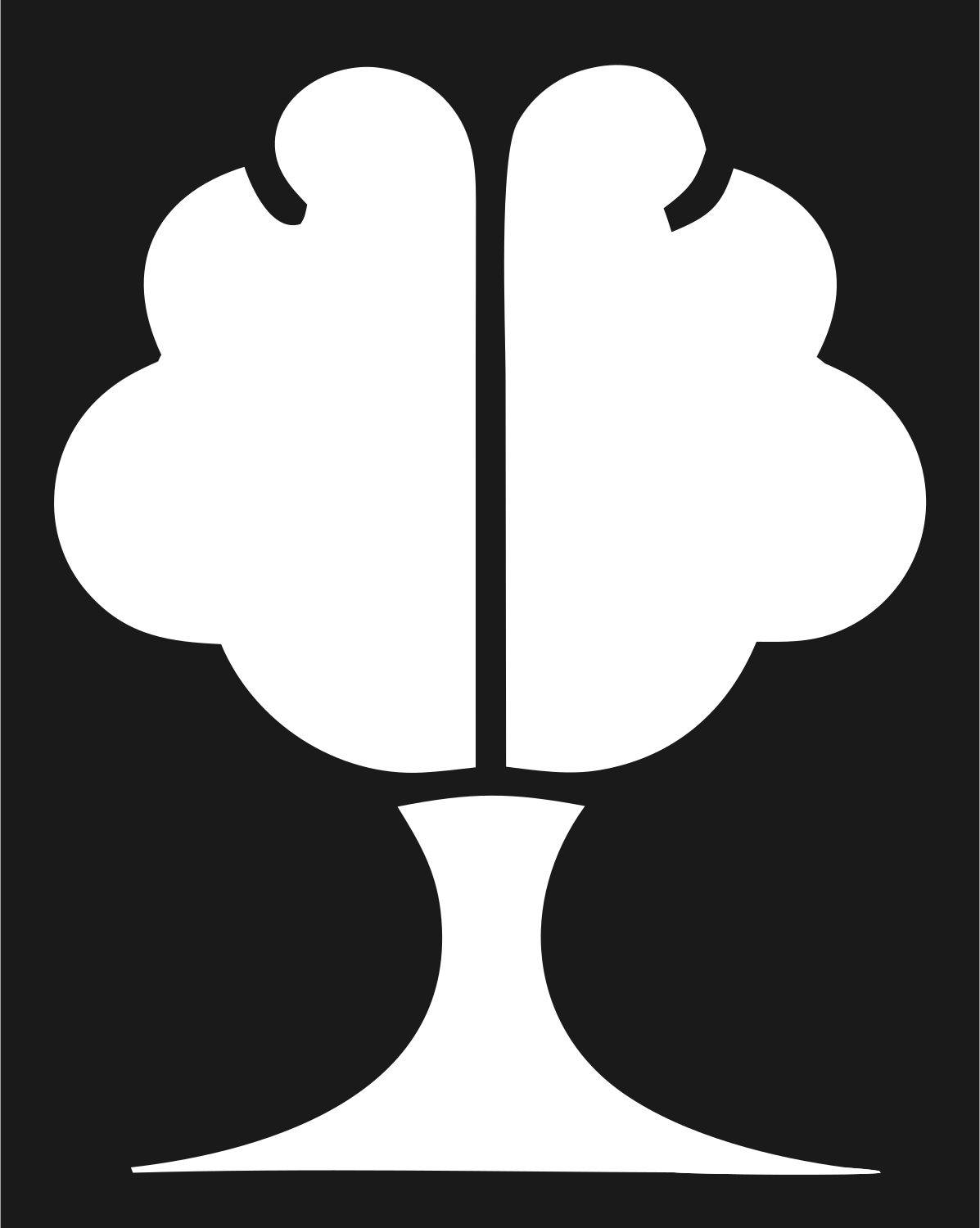 Tree Brain Silhouette Logo #1a1a1a/#ffffff