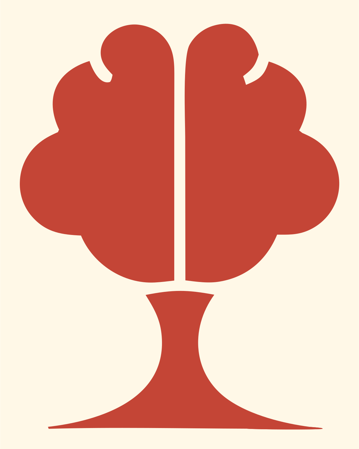 Tree Brain Silhouette Logo #fff8e7/#c44536
