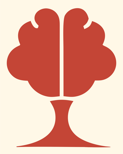 Tree Brain Silhouette Logo #fff8e7/#c44536