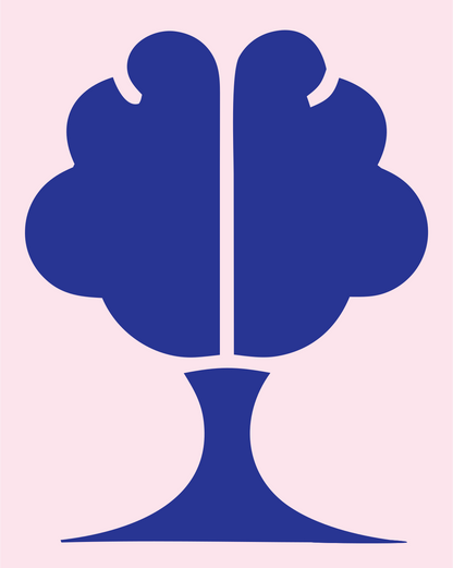 Tree Brain Silhouette Logo #fce4ec/#283593