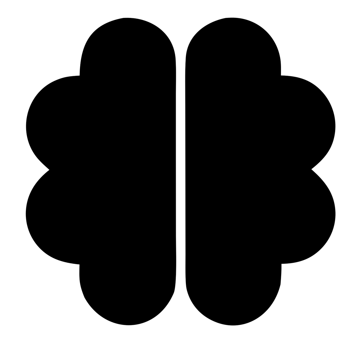 Split Brain Silhouette Logo #ffffff/#000000