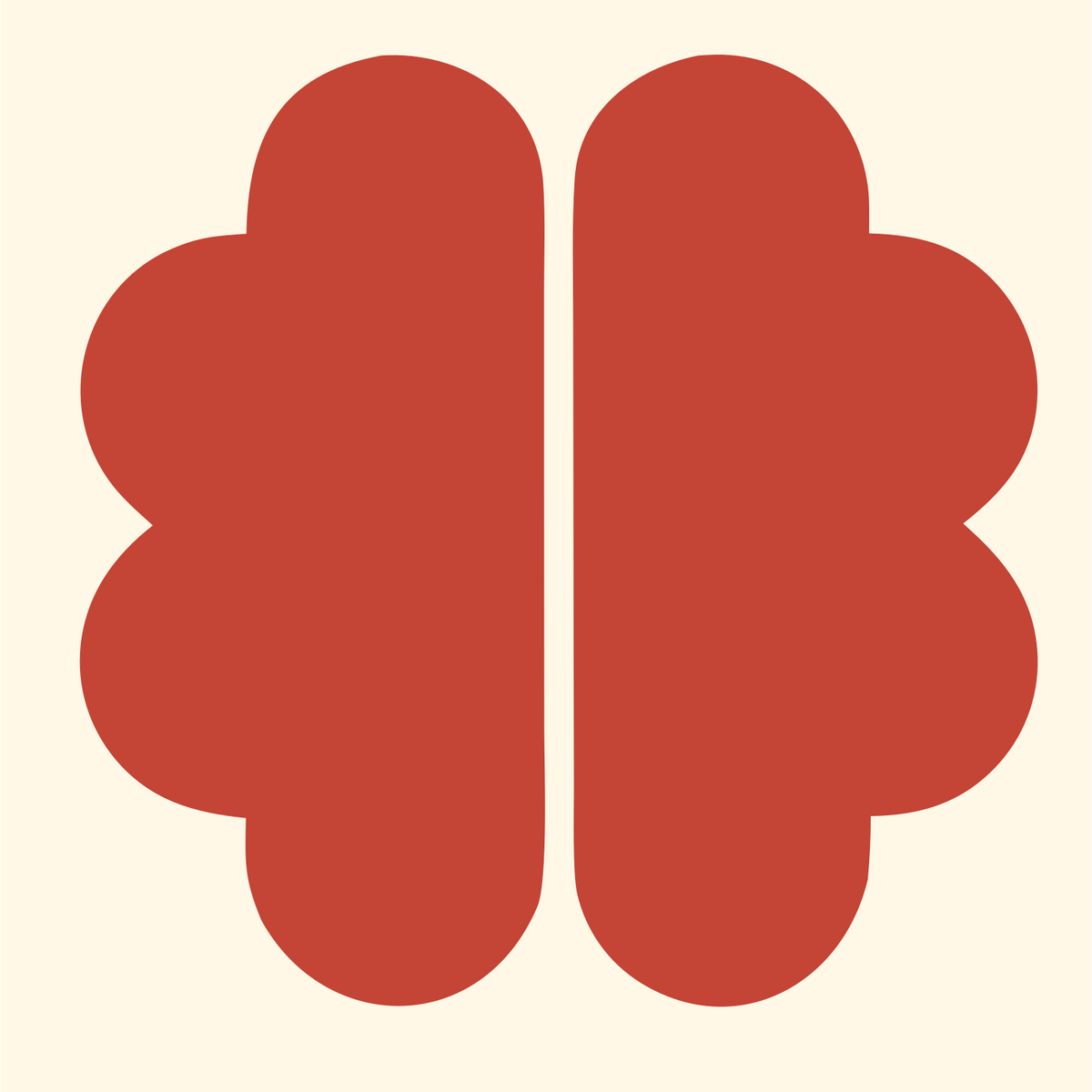 Split Brain Silhouette Logo #fff8e7/#c44536