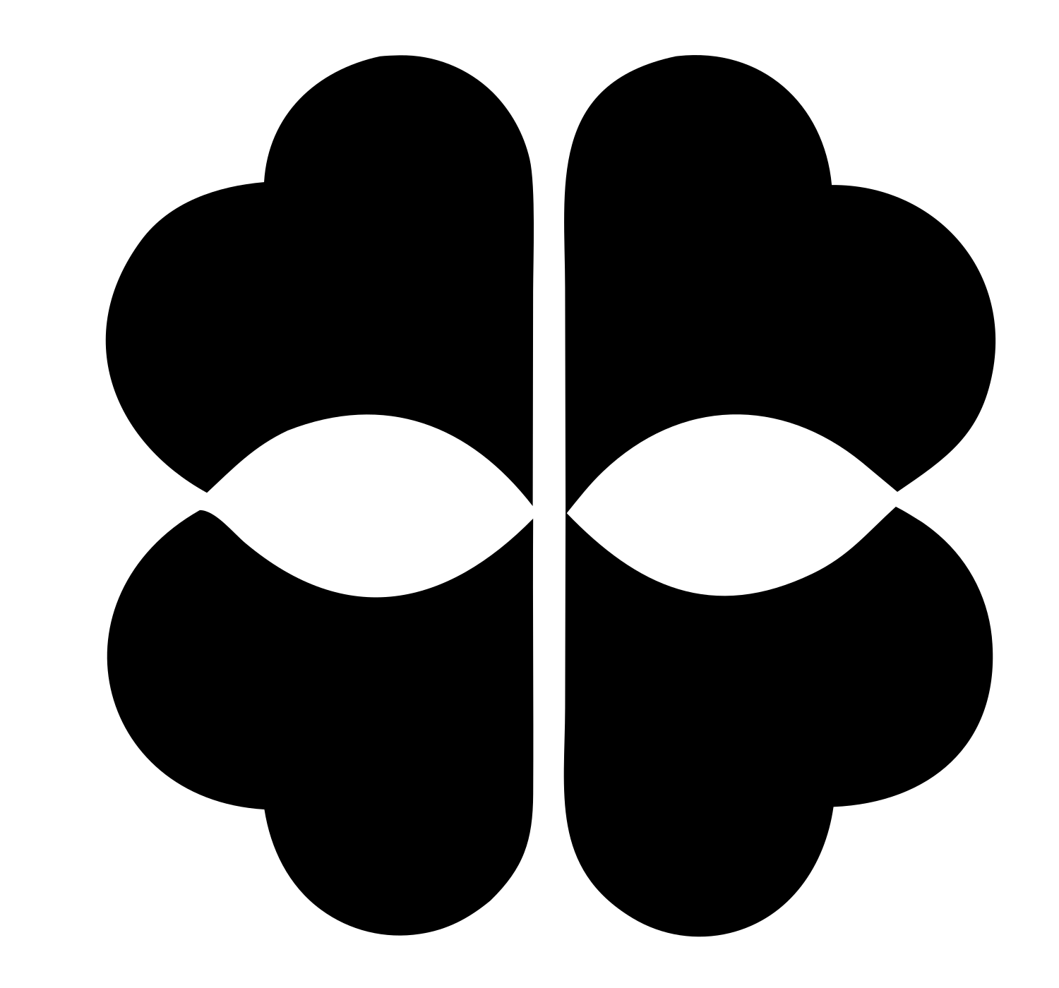 Four-Leaf Brain Pictogram Logo #ffffff/#000000