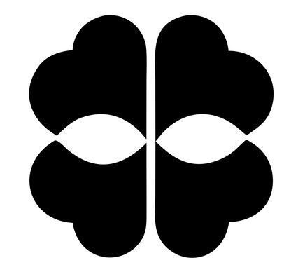 Four-Leaf Brain Pictogram Logo #ffffff/#000000
