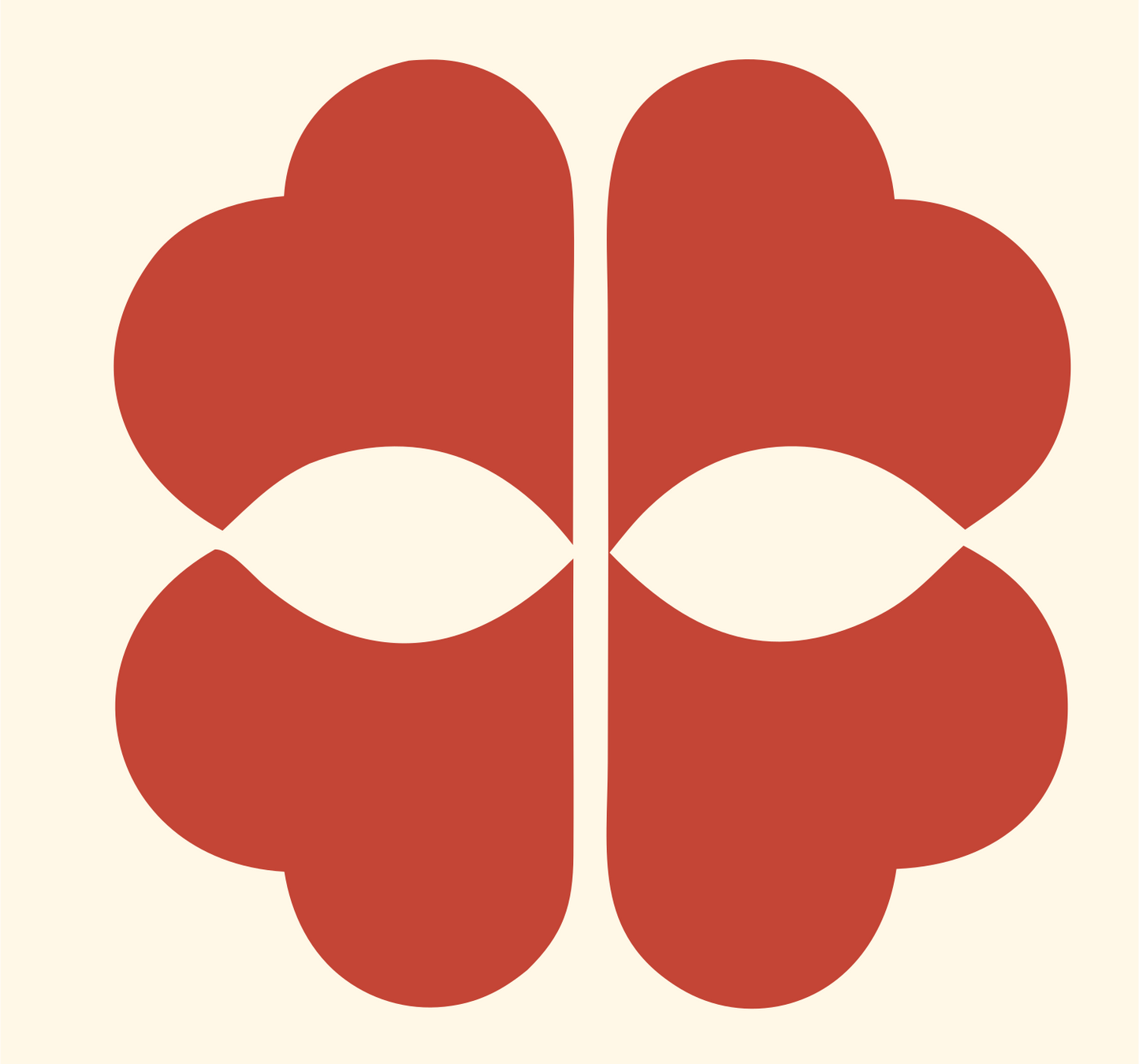 Four-Leaf Brain Pictogram Logo #fff8e7/#c44536