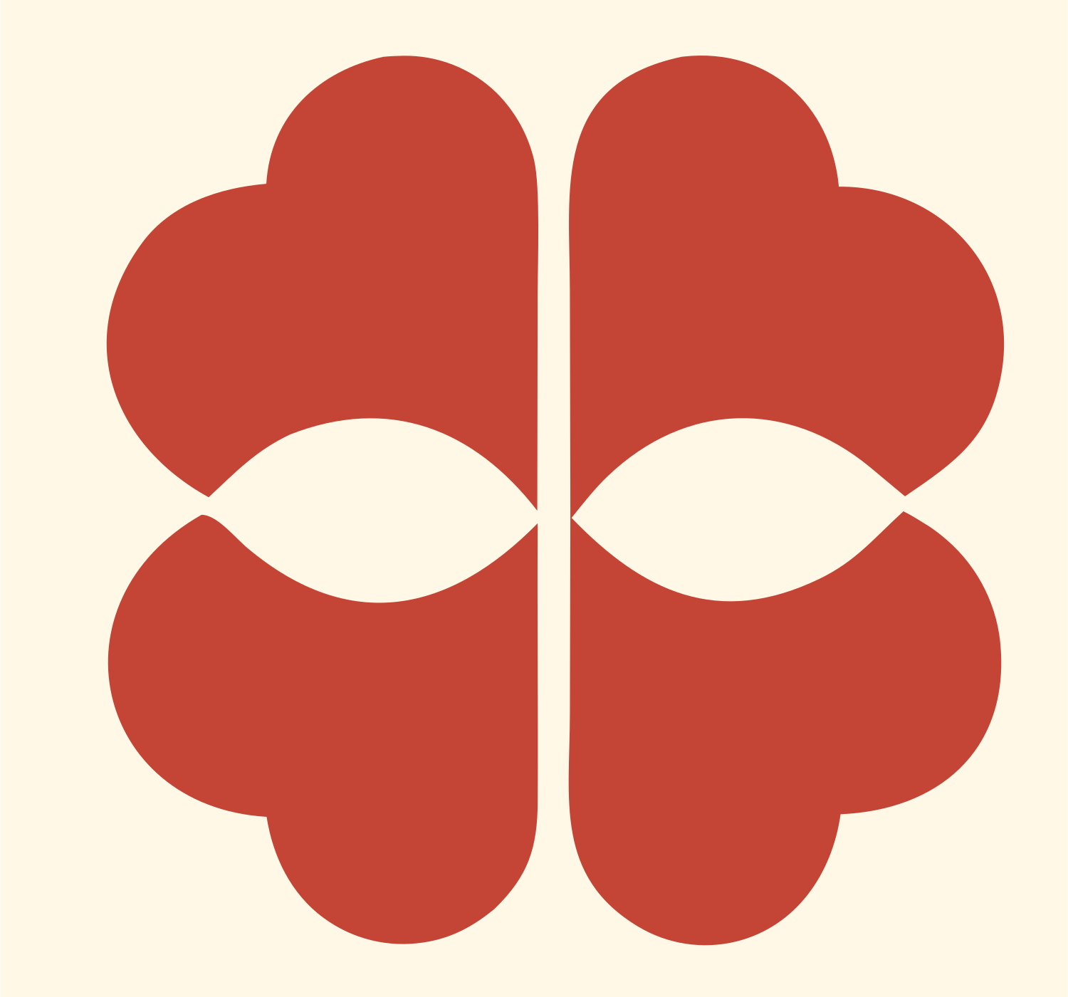 Four-Leaf Brain Pictogram Logo #fff8e7/#c44536
