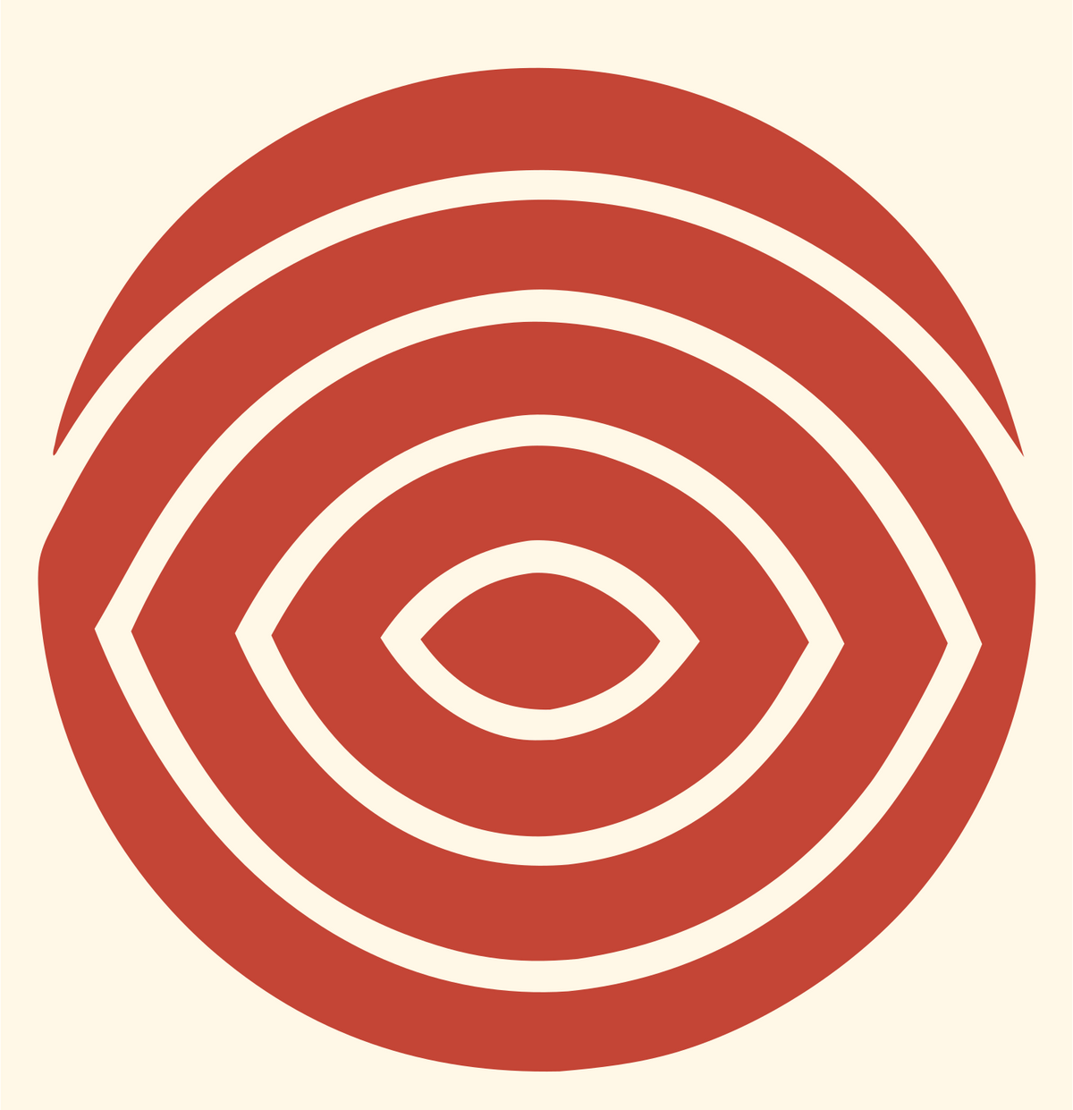 Eye Fingerprint Circle Logo #fff8e7/#c44536