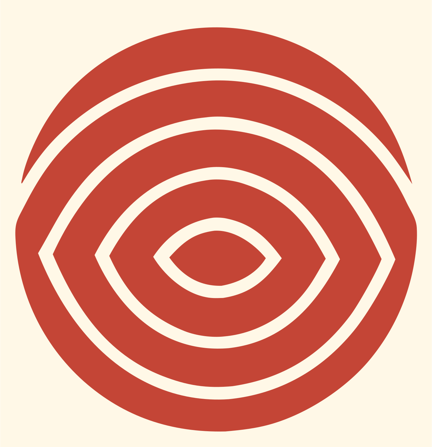 Eye Fingerprint Circle Logo #fff8e7/#c44536