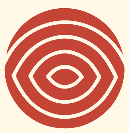 Eye Fingerprint Circle Logo #fff8e7/#c44536