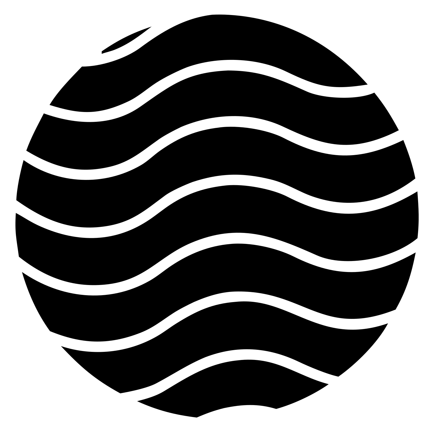 Wave Lines Circle Logo #ffffff/#000000