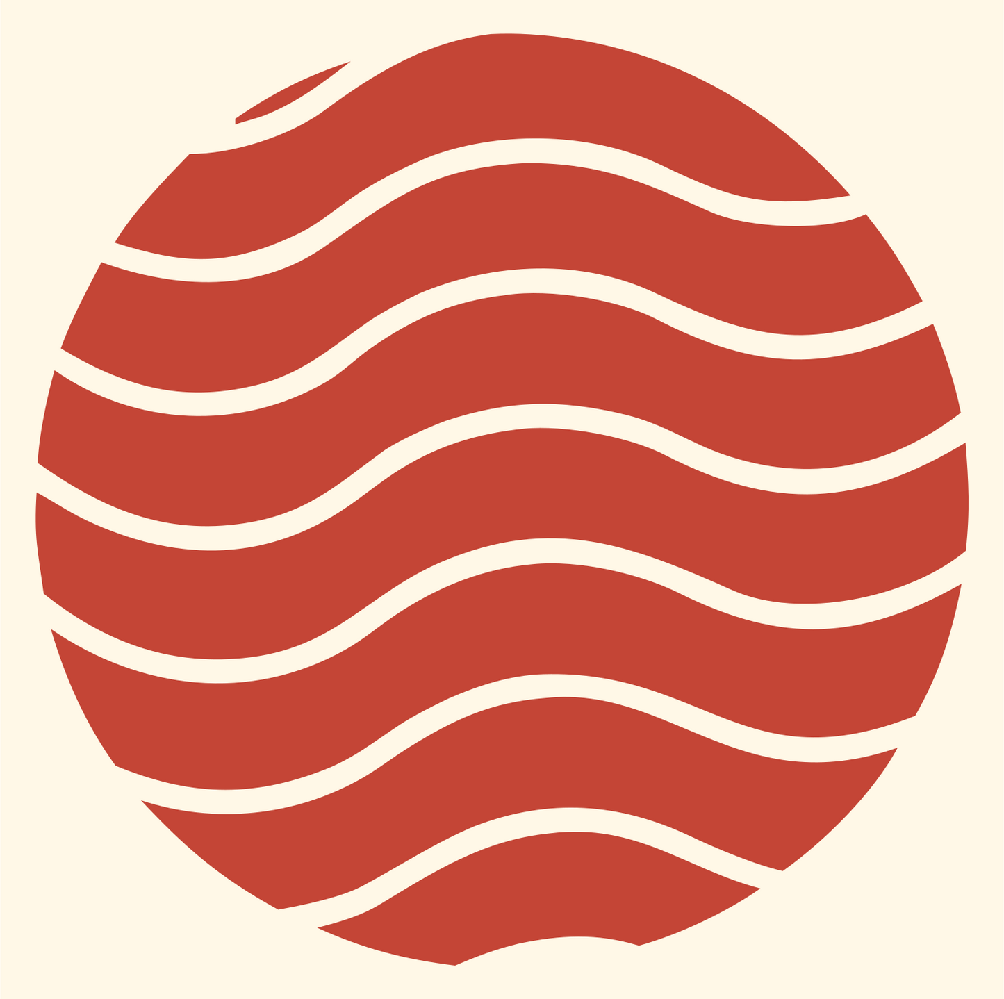 Wave Lines Circle Logo #fff8e7/#c44536