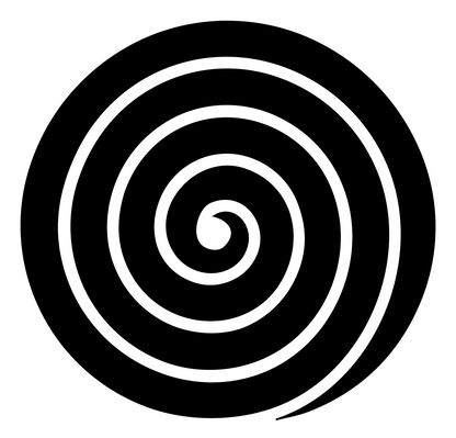 Negative Space Spiral Fingerprint Logo #ffffff/#000000