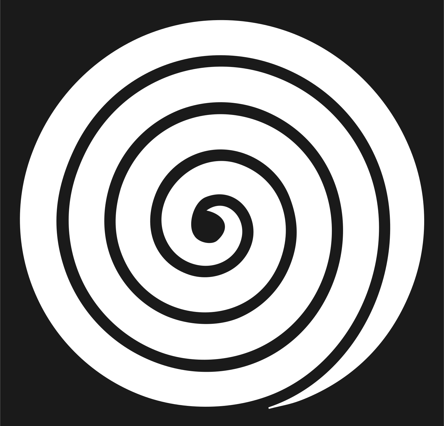 Negative Space Spiral Fingerprint Logo #1a1a1a/#ffffff