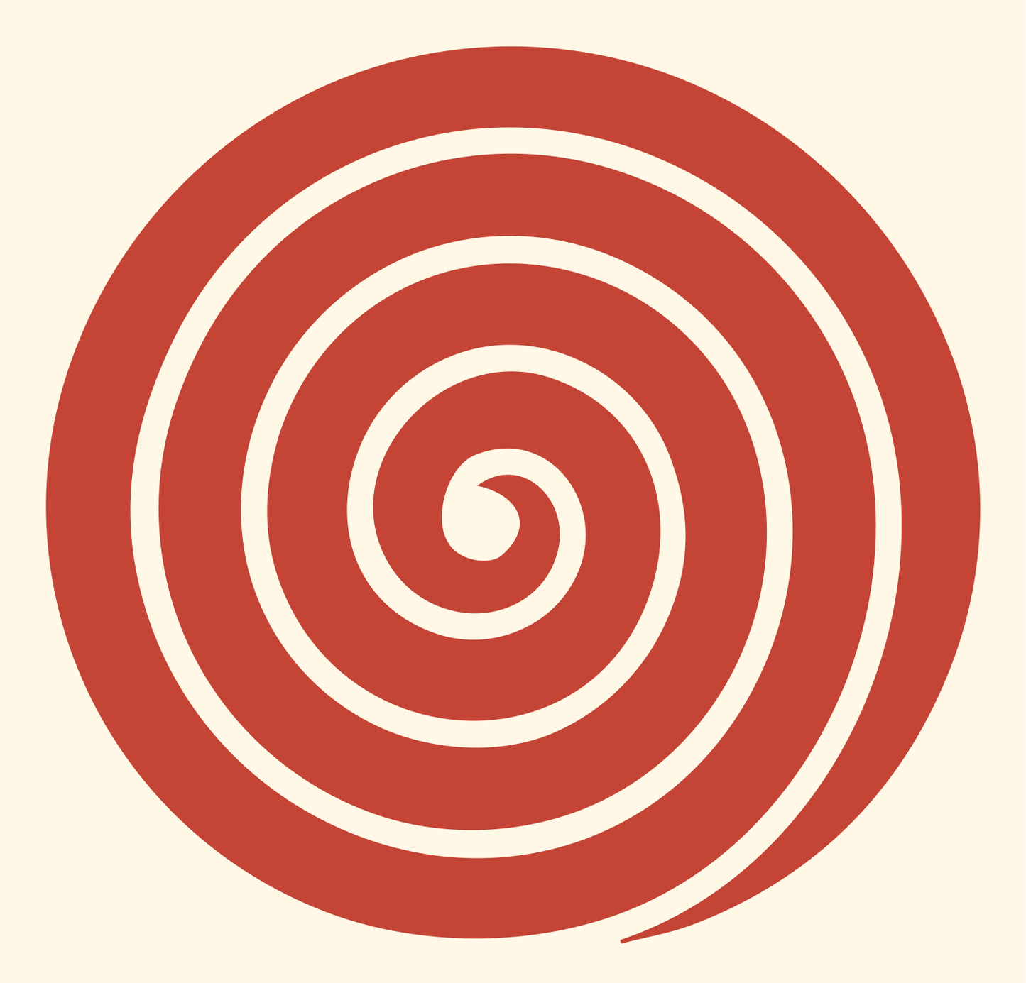 Negative Space Spiral Fingerprint Logo #fff8e7/#c44536