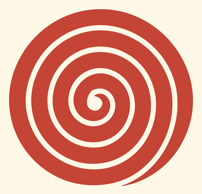 Negative Space Spiral Fingerprint Logo #fff8e7/#c44536