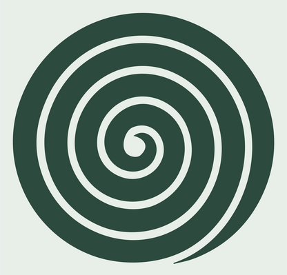 Negative Space Spiral Fingerprint Logo #e8efe9/#2d4a3e