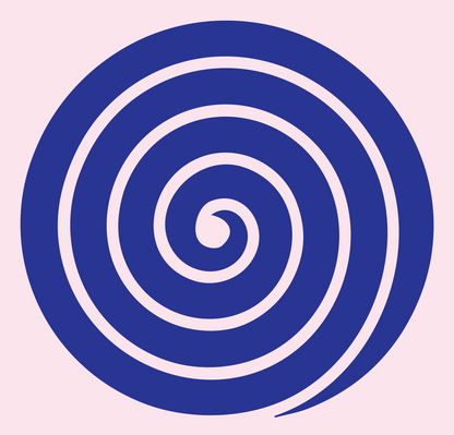 Negative Space Spiral Fingerprint Logo #fce4ec/#283593
