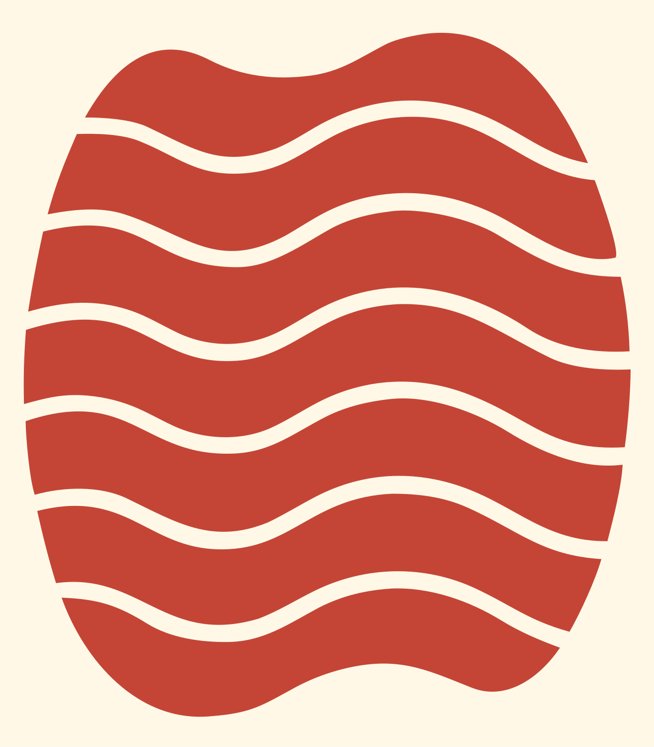 Wave Striped Egg Logo #fff8e7/#c44536