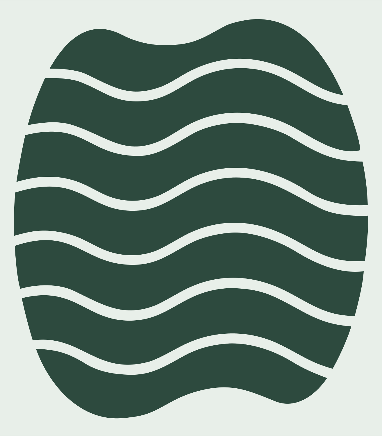 Wave Striped Egg Logo #e8efe9/#2d4a3e