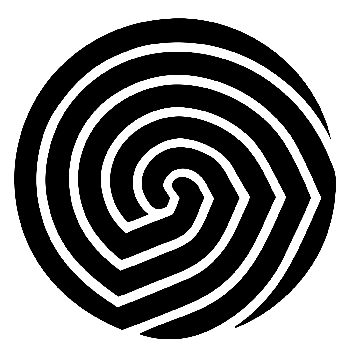 Angular Spiral Circle Logo #ffffff/#000000