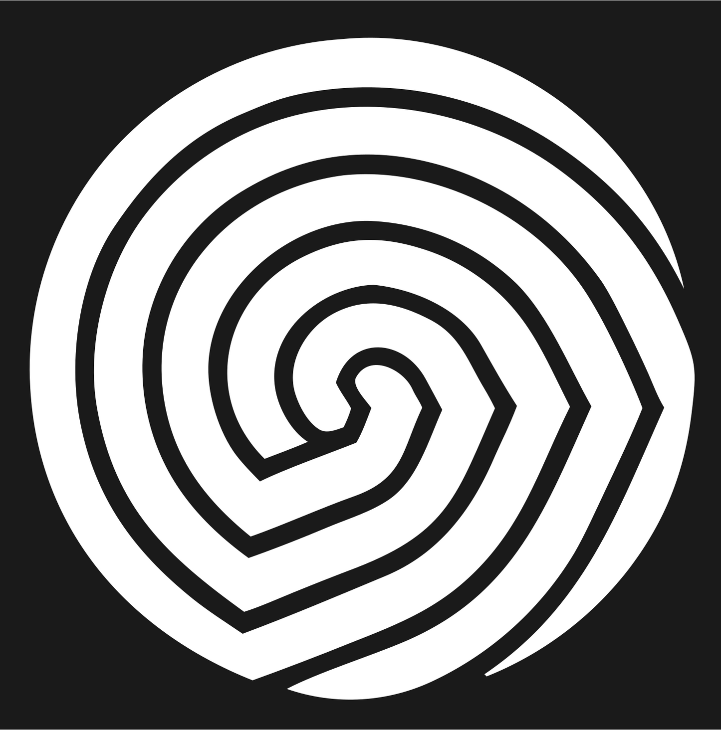 Angular Spiral Circle Logo #1a1a1a/#ffffff