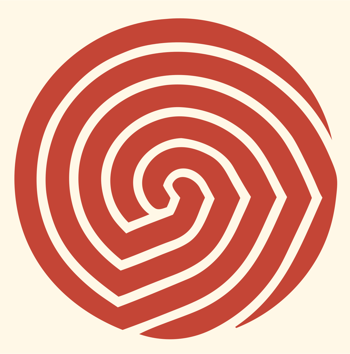 Angular Spiral Circle Logo #fff8e7/#c44536