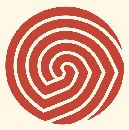 Angular Spiral Circle Logo #fff8e7/#c44536
