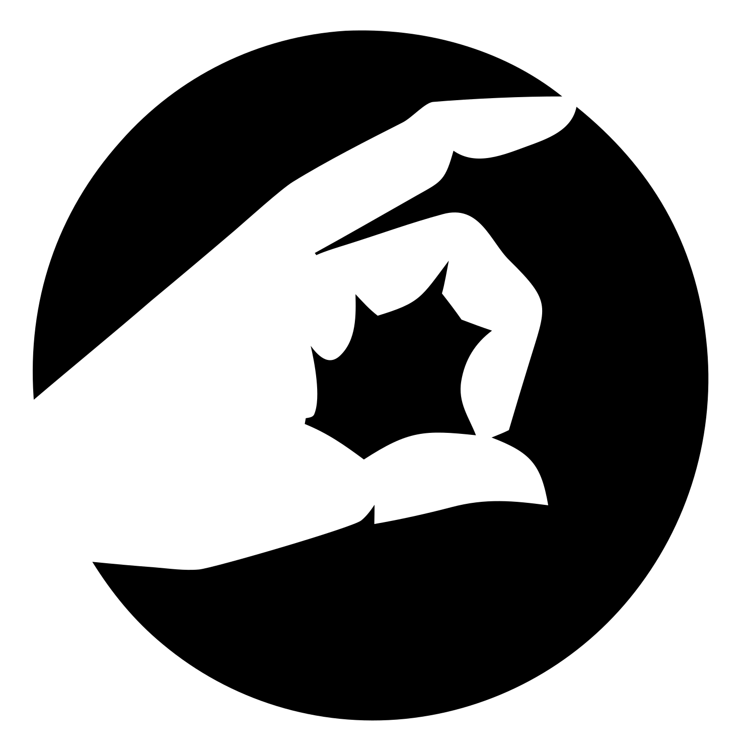 Robot Hand Circle Logo #ffffff/#000000