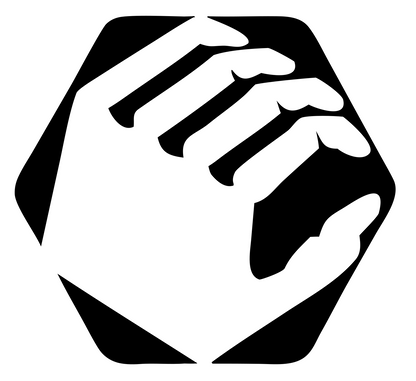 Hands Clasped Hexagon Logo #ffffff/#000000