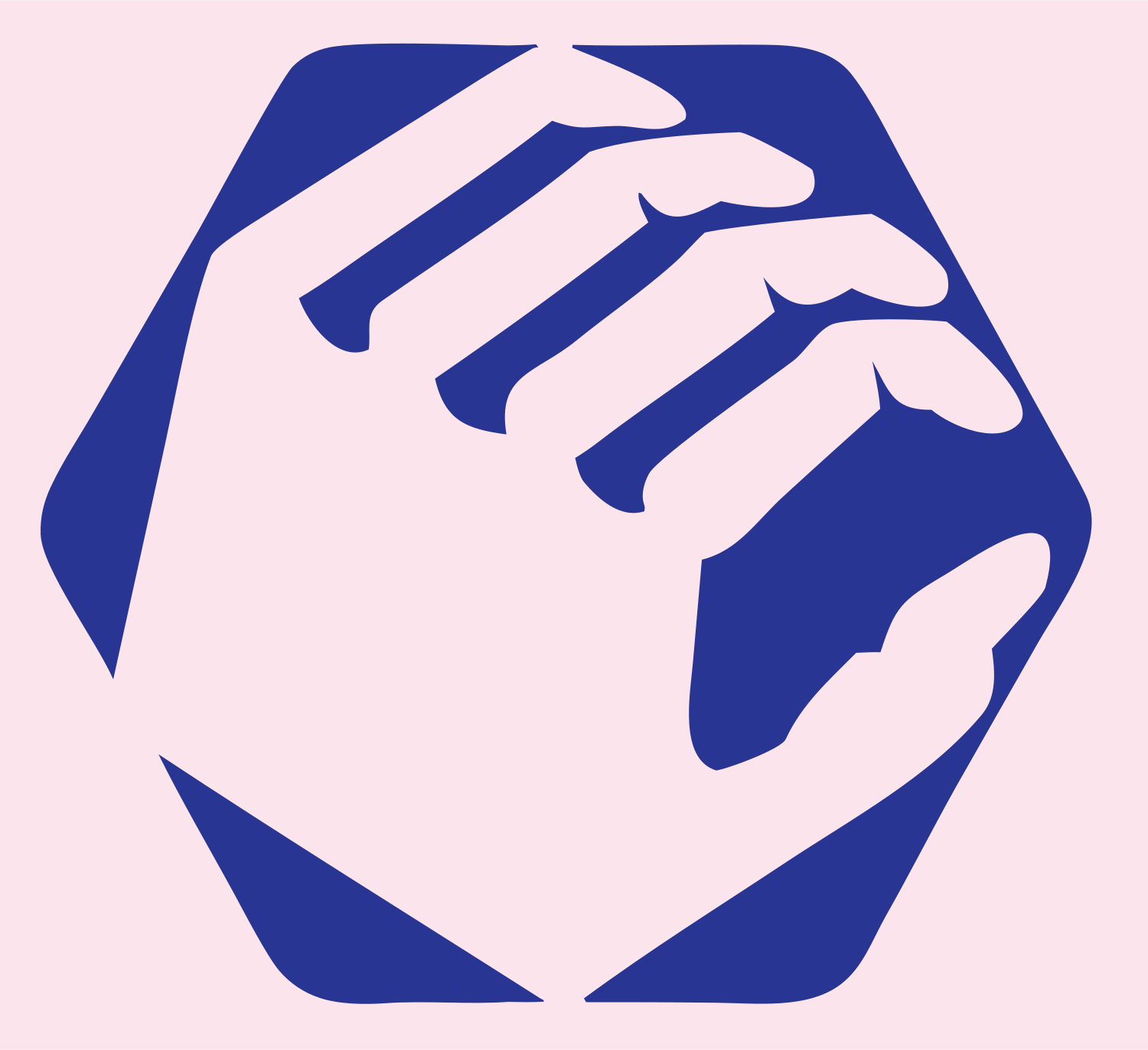 Hands Clasped Hexagon Logo #fce4ec/#283593