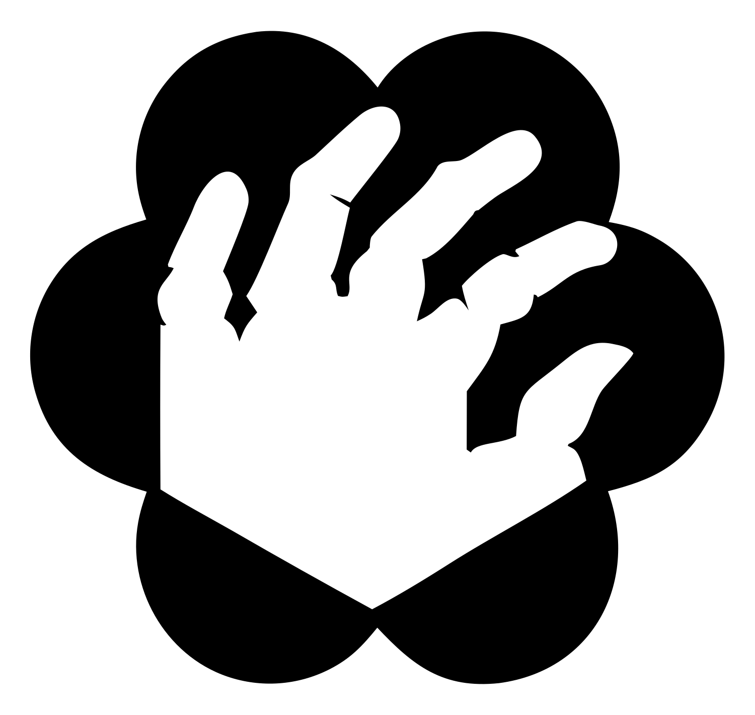 Hand Flower Cluster Logo #ffffff/#000000