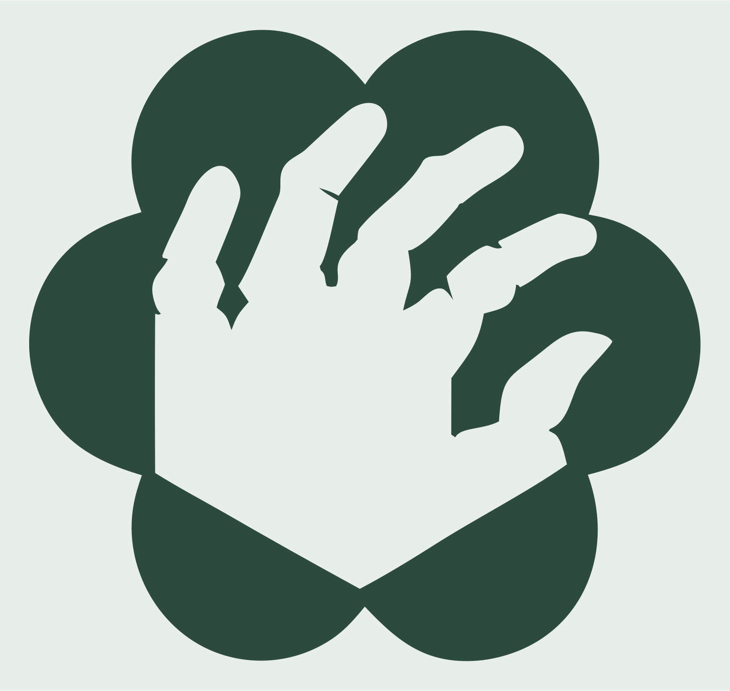 Hand Flower Cluster Logo #e8efe9/#2d4a3e