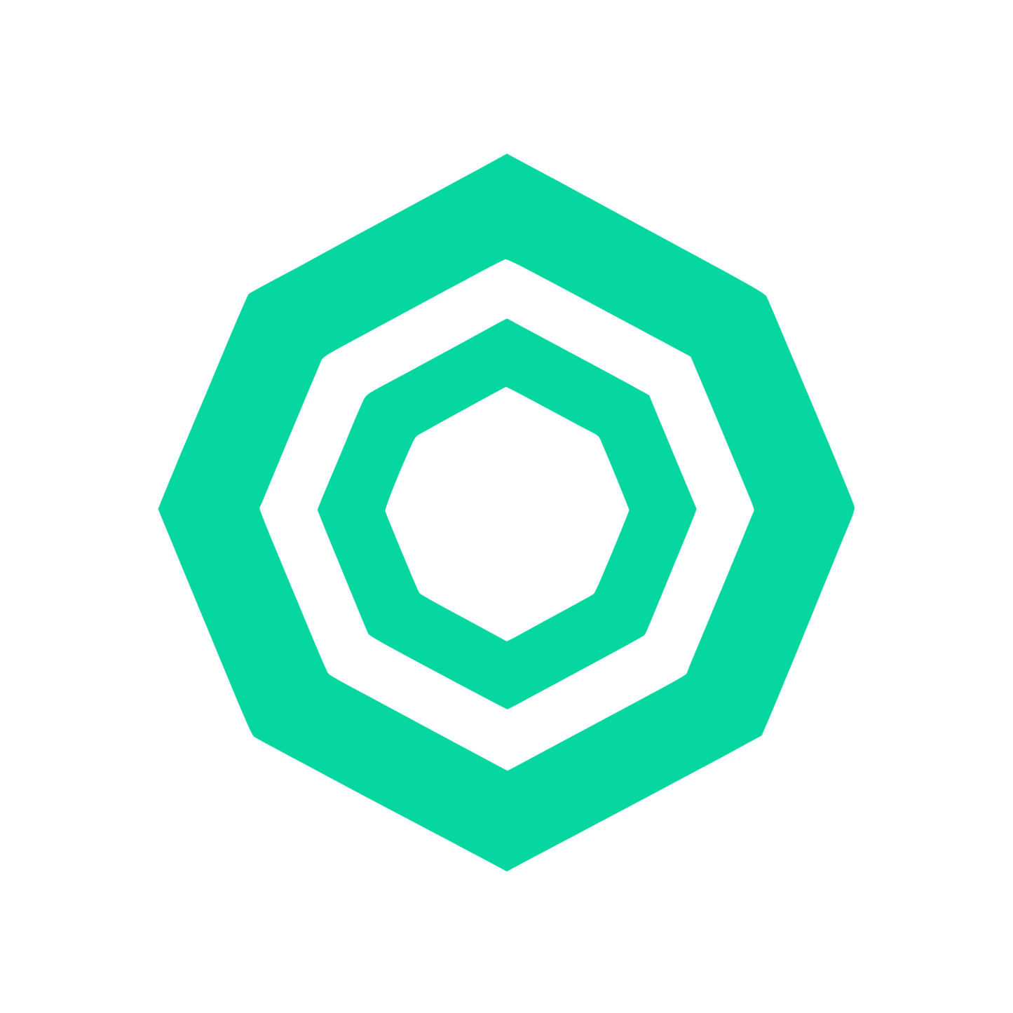 Black Hexagon Logo #06D6A0