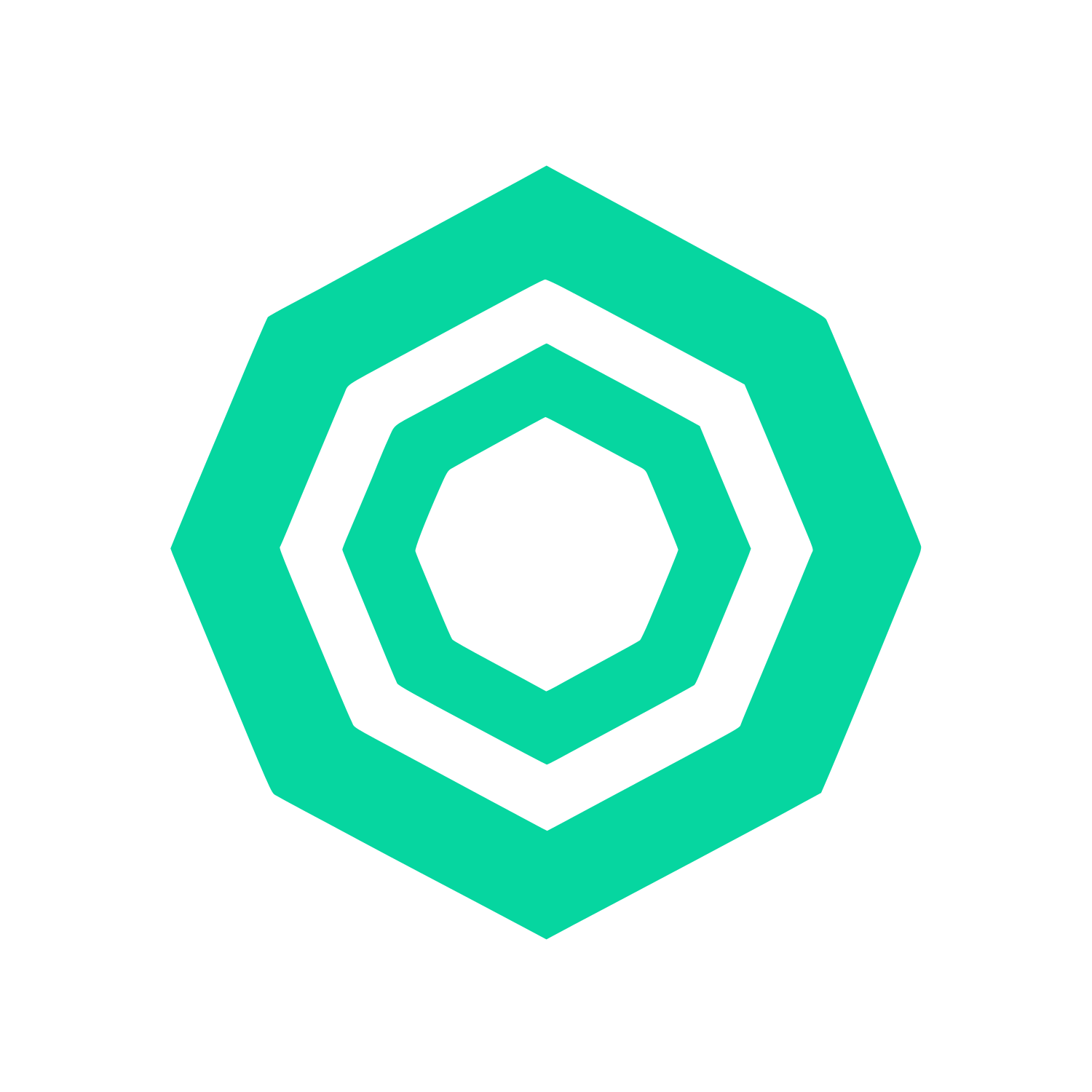 Black Hexagon Logo #06D6A0