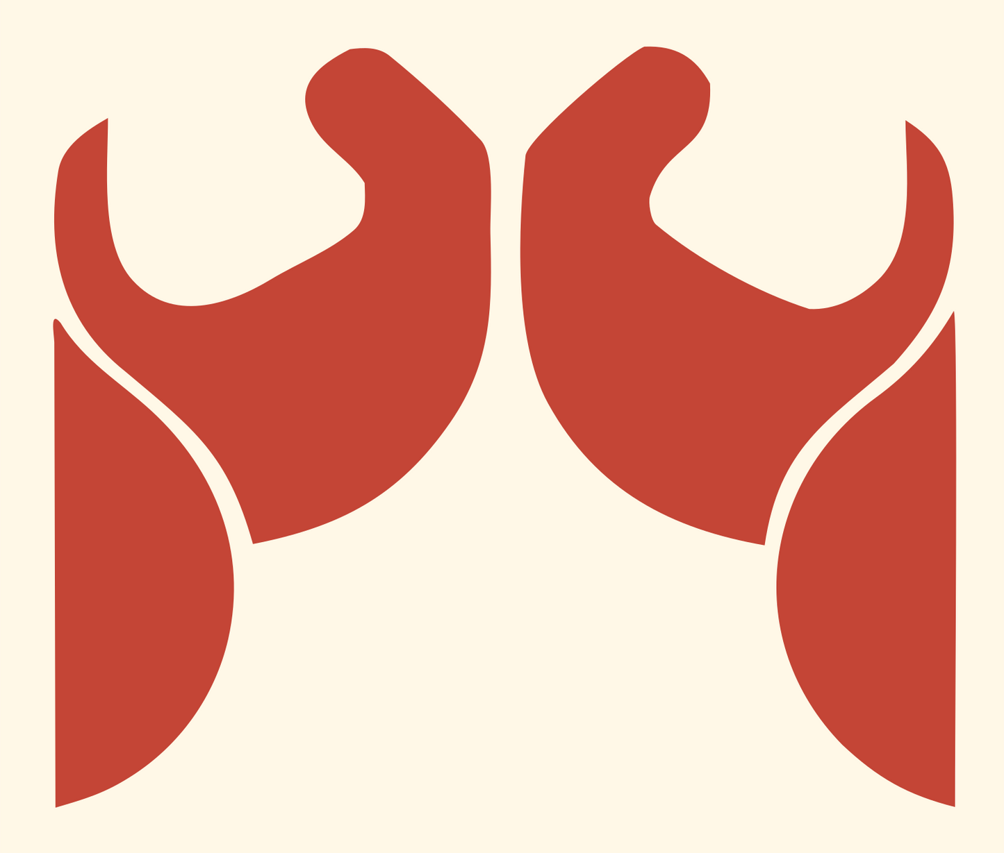 Mirrored Praying Hands Logo #fff8e7/#c44536