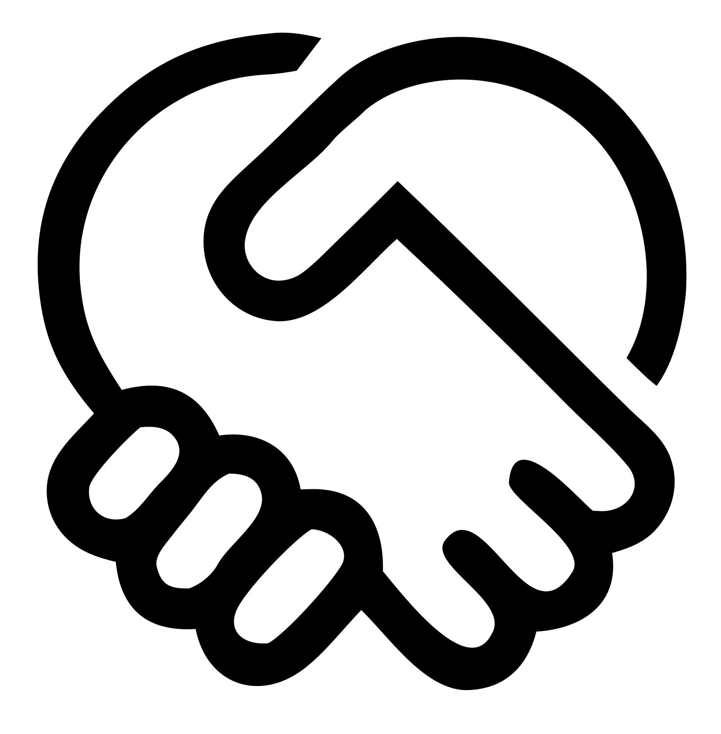 Monoline Handshake Agreement Logo #ffffff/#000000