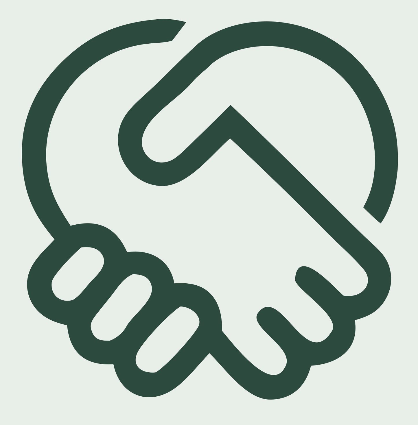 Monoline Handshake Agreement Logo #e8efe9/#2d4a3e